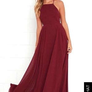 Wine red maxi dress